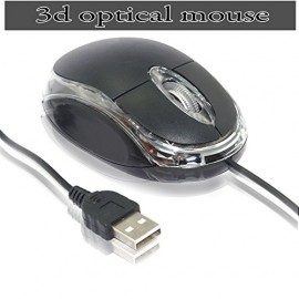 2 Pack 3D Optical wired USB Mouse - Black