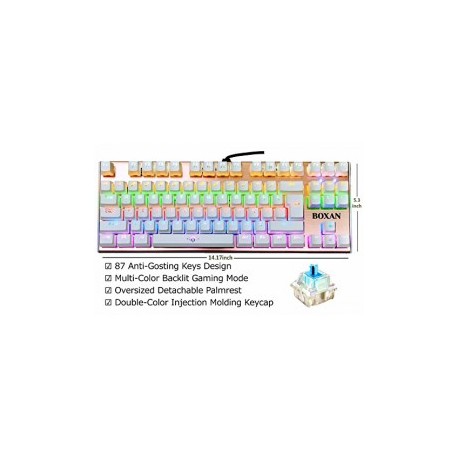 BOXAN 87 Key Backlit Mechanical Keyboard,...